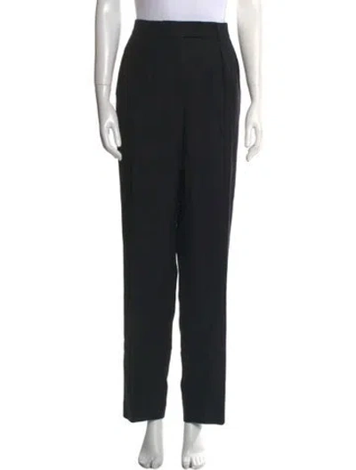 Pre-owned Akris Virgin Wool Straight Leg Pants In Black