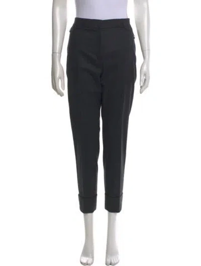 Pre-owned Akris Virgin Wool Straight Leg Pants In Black