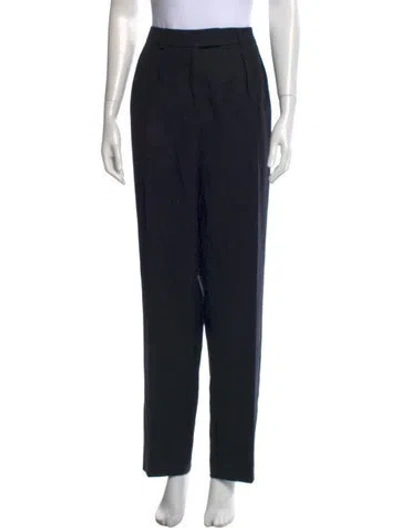 Pre-owned Akris Virgin Wool Straight Leg Pants In Black
