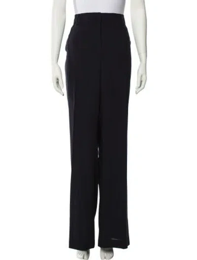 Pre-owned Akris Virgin Wool Straight Leg Pants In Blue