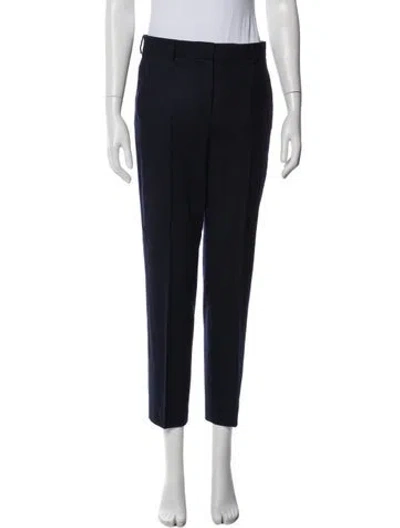 Pre-owned Akris Virgin Wool Straight Leg Pants In Blue