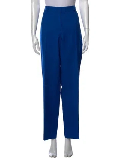 Pre-owned Akris Virgin Wool Straight Leg Pants In Blue