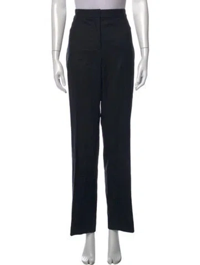Pre-owned Akris Virgin Wool Straight Leg Pants In Blue