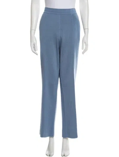 Pre-owned Akris Virgin Wool Straight Leg Pants In Blue
