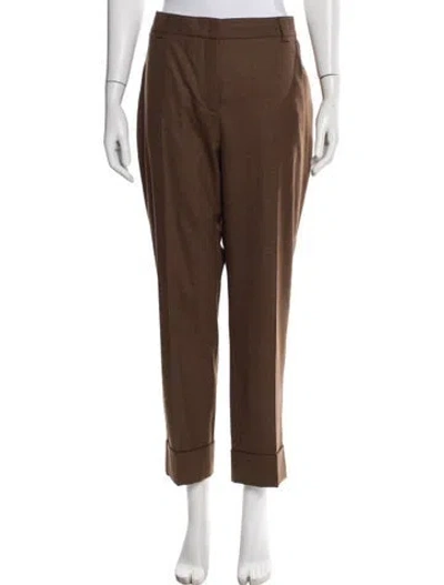 Pre-owned Akris Virgin Wool Straight Leg Pants In Brown