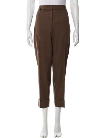 Pre-owned Akris Virgin Wool Straight Leg Pants In Brown