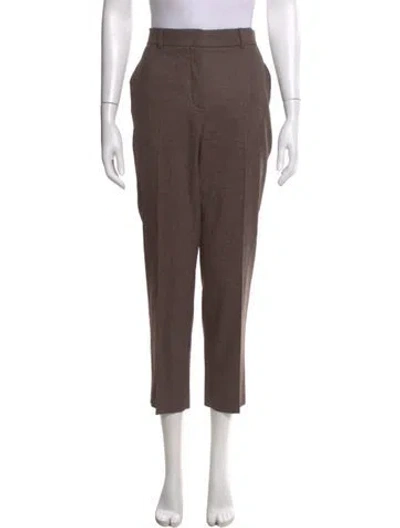Pre-owned Akris Virgin Wool Straight Leg Pants In Brown