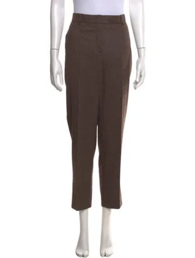Pre-owned Akris Virgin Wool Straight Leg Pants In Brown