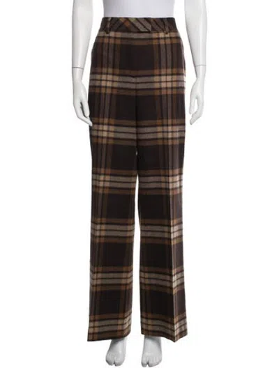 Pre-owned Akris Virgin Wool Straight Leg Pants In Brown