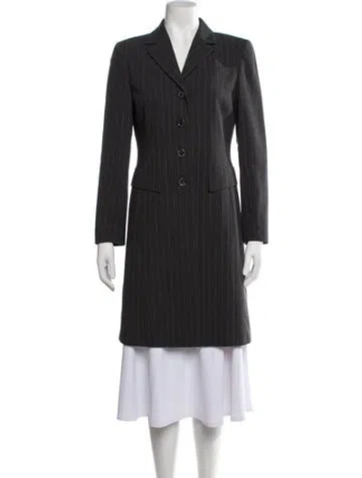 Pre-owned Akris Virgin Wool Striped Coat In Grey