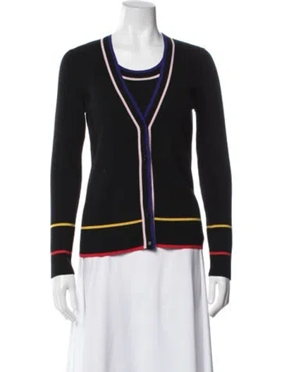 Pre-owned Akris Virgin Wool Striped Set In Black