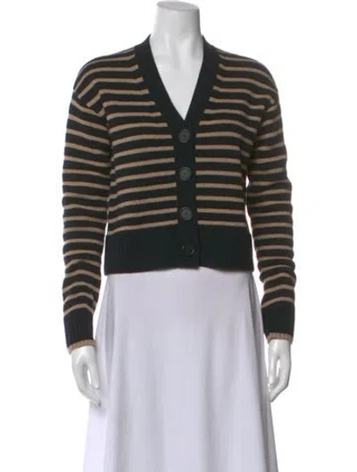 Pre-owned Akris Virgin Wool Striped Sweater In Black