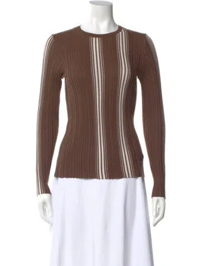 Pre-owned Akris Virgin Wool Striped Sweater In Brown
