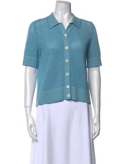 Pre-owned Akris Virgin Wool Striped Sweater W/ Tags In Blue