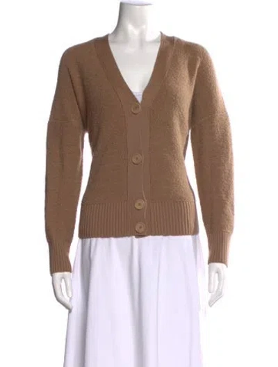 Pre-owned Akris Virgin Wool V-neck Sweater In Brown