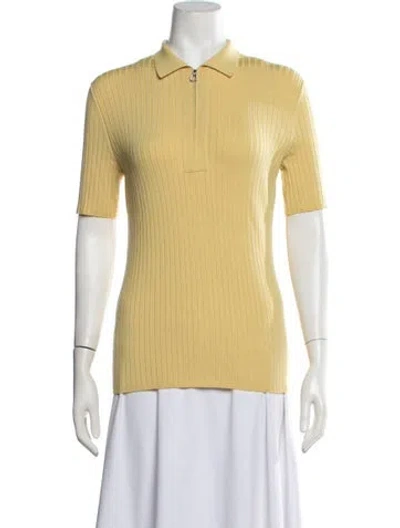 Pre-owned Akris Virgin Wool V-neck Sweater In Yellow