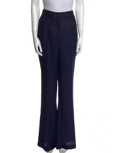 Pre-owned Akris Virgin Wool Wide Leg Pants In Blue