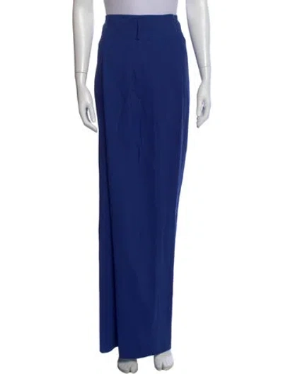 Pre-owned Akris Virgin Wool Wide Leg Pants In Blue