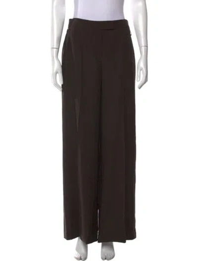 Pre-owned Akris Virgin Wool Wide Leg Pants In Brown