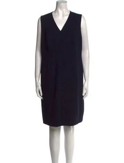 Pre-owned Akris V-neck Knee-length Dress In Black
