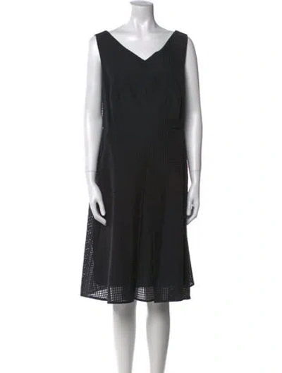 Pre-owned Akris V-neck Knee-length Dress In Black
