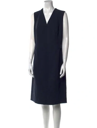 Pre-owned Akris V-neck Knee-length Dress In Black
