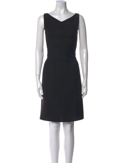 Pre-owned Akris V-neck Knee-length Dress In Black