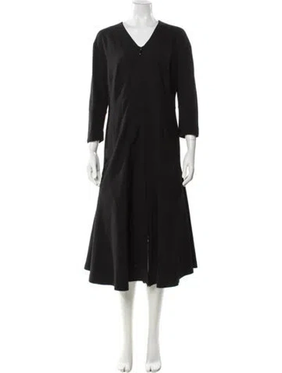 Pre-owned Akris V-neck Knee-length Dress In Black