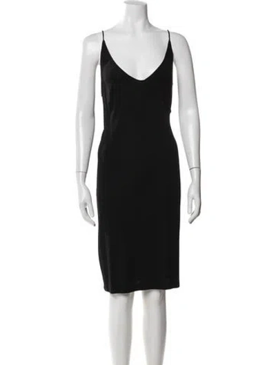 Pre-owned Akris V-neck Knee-length Dress In Black