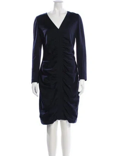 Pre-owned Akris V-neck Knee-length Dress In Blue