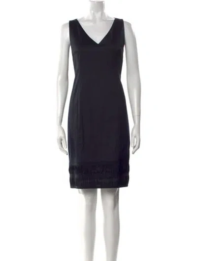 Pre-owned Akris V-neck Knee-length Dress In Blue
