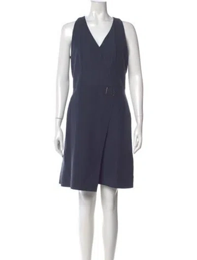 Pre-owned Akris V-neck Knee-length Dress In Blue