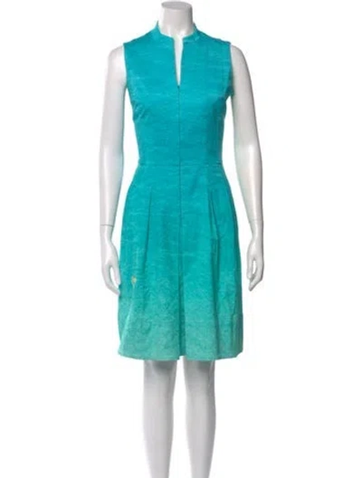 Pre-owned Akris V-neck Knee-length Dress In Blue