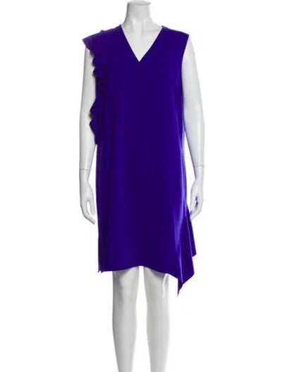 Pre-owned Akris V-neck Knee-length Dress In Blue