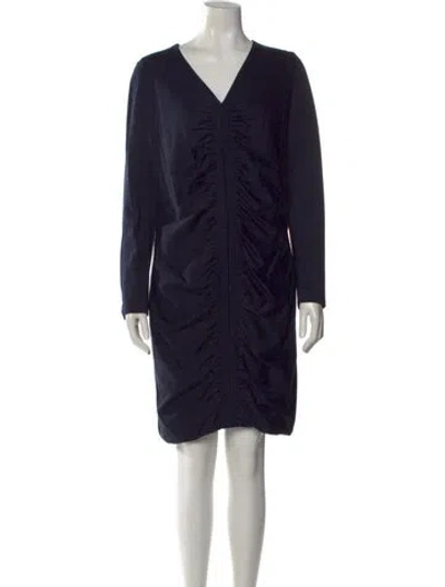 Pre-owned Akris V-neck Knee-length Dress In Blue