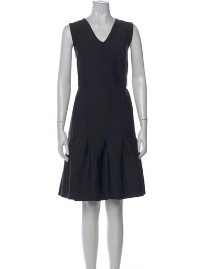 Pre-owned Akris V-neck Knee-length Dress In Blue