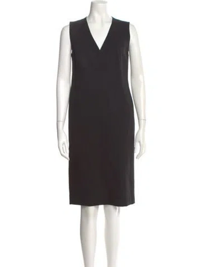 Pre-owned Akris V-neck Knee-length Dress In Gray