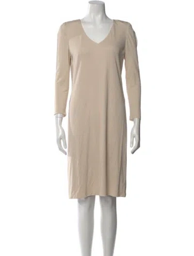 Pre-owned Akris V-neck Knee-length Dress In Neutral