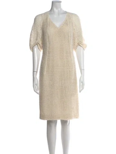Pre-owned Akris V-neck Knee-length Dress In Neutral