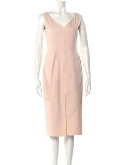 Pre-owned Akris V-neck Knee-length Dress In Pink
