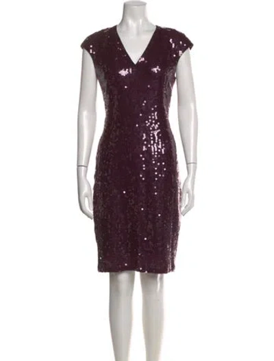 Pre-owned Akris V-neck Knee-length Dress In Purple