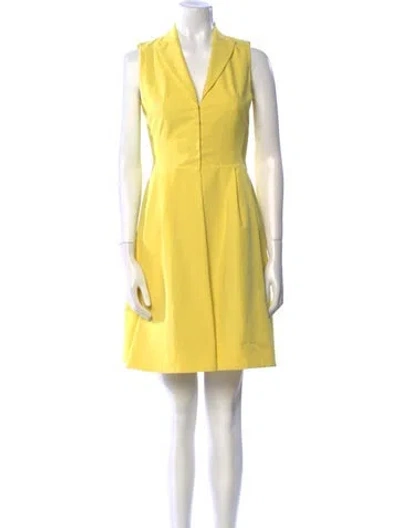 Pre-owned Akris V-neck Knee-length Dress In Yellow