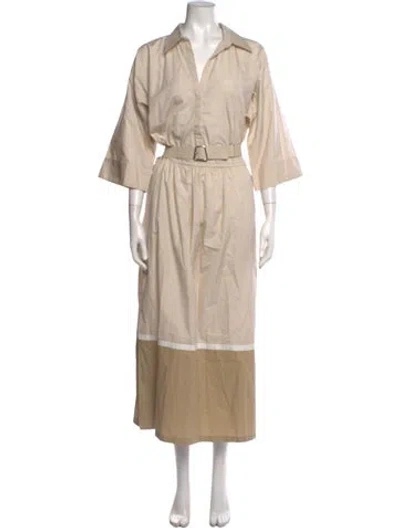 Pre-owned Akris V-neck Long Dress In Neutral