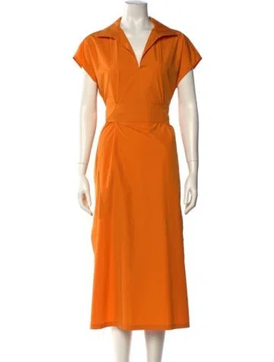 Pre-owned Akris V-neck Long Dress In Orange