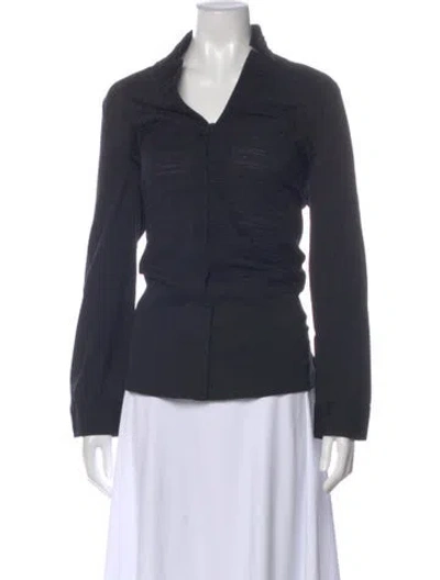 Pre-owned Akris V-neck Long Sleeve Blouse In Black