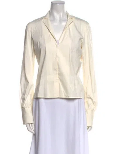 Pre-owned Akris V-neck Long Sleeve Blouse In Neutral