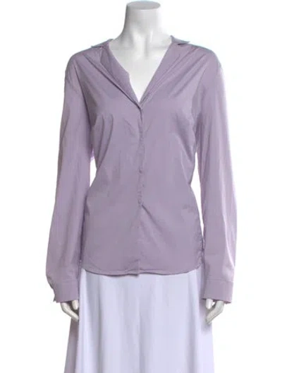 Pre-owned Akris V-neck Long Sleeve Blouse In Purple