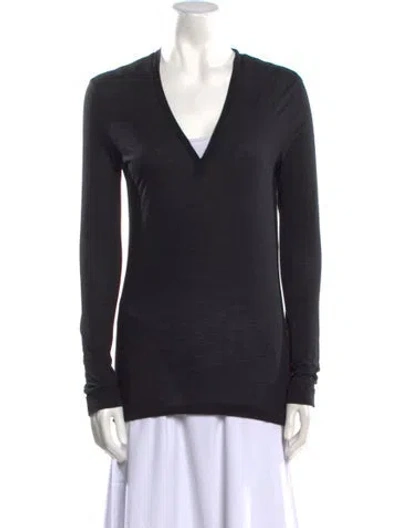 Pre-owned Akris V-neck Long Sleeve Top In Black