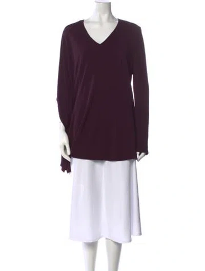 Pre-owned Akris V-neck Long Sleeve Top In Purple