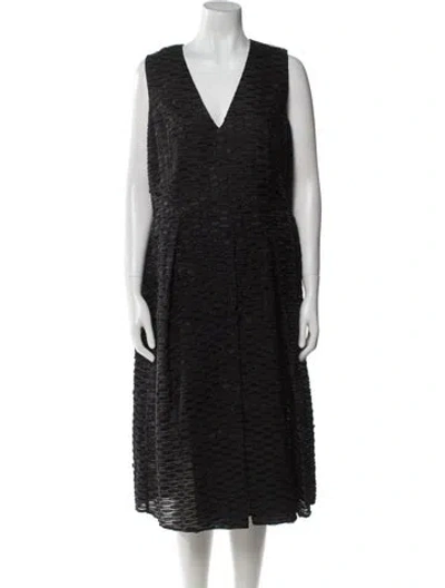 Pre-owned Akris V-neck Midi Length Dress In Black